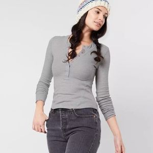 Free People One Of The Girls Henley in Grey